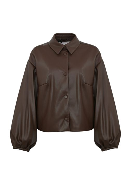 LEATHER EFFECT JACKET TWIN SET | 252TP209000203 COFFEE